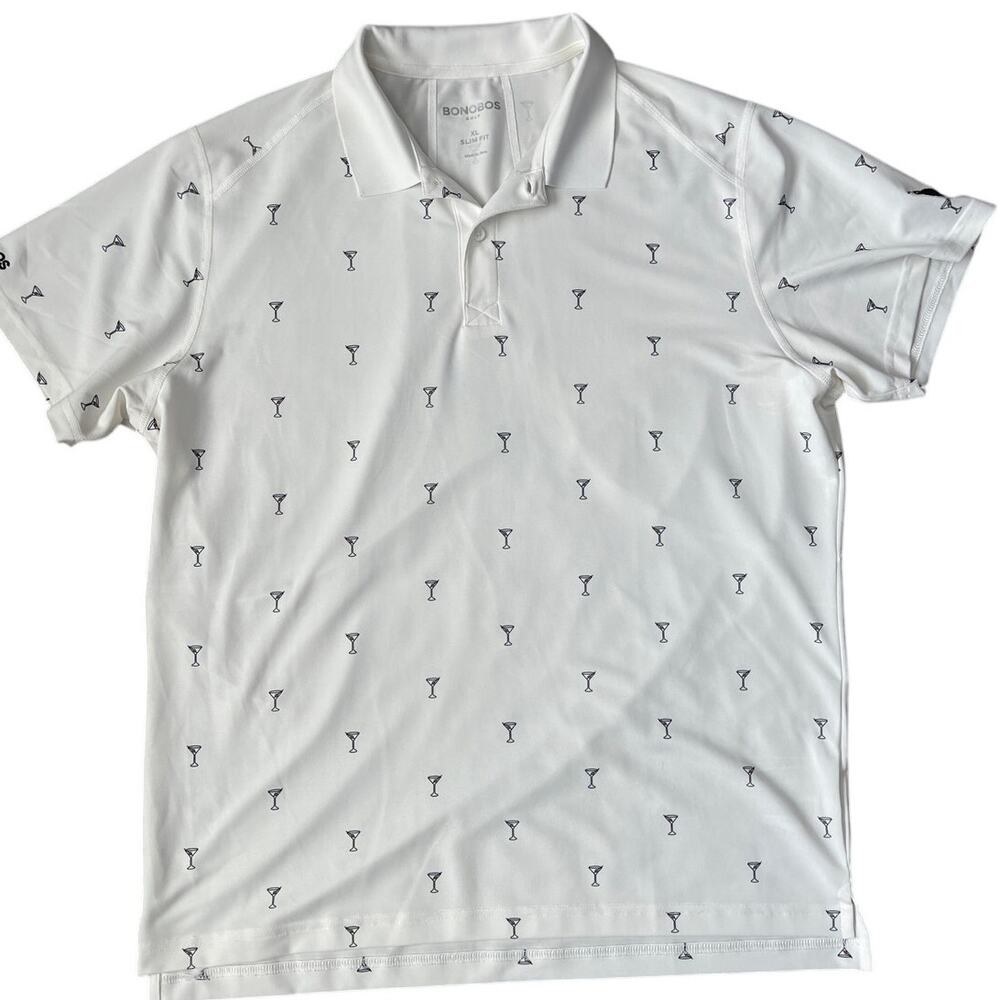 Bonobos Golf Performance White Martini & Olive Slim Fit Polo Size‎ XL